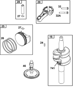 Crankshaft Group Diagram and Parts List for 124P05-0011-F1 100000 - 19Z999 Briggs and Stratton Engine